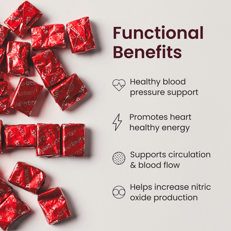HUMANN SUPERBEETS POMEGRANATE BERRY HEART CHEWS - 60 COUNT