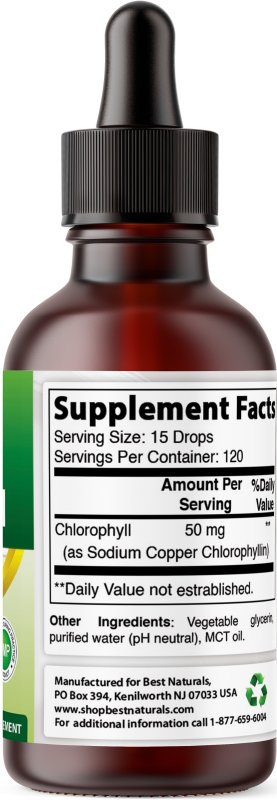 LIQUID CHLOROPHYLL DROPS | 50MG PER SERVING | 120 SERVINGS | 2 FL OZ | SUPPORTS ENERGY, IMMUNE SYSTEM