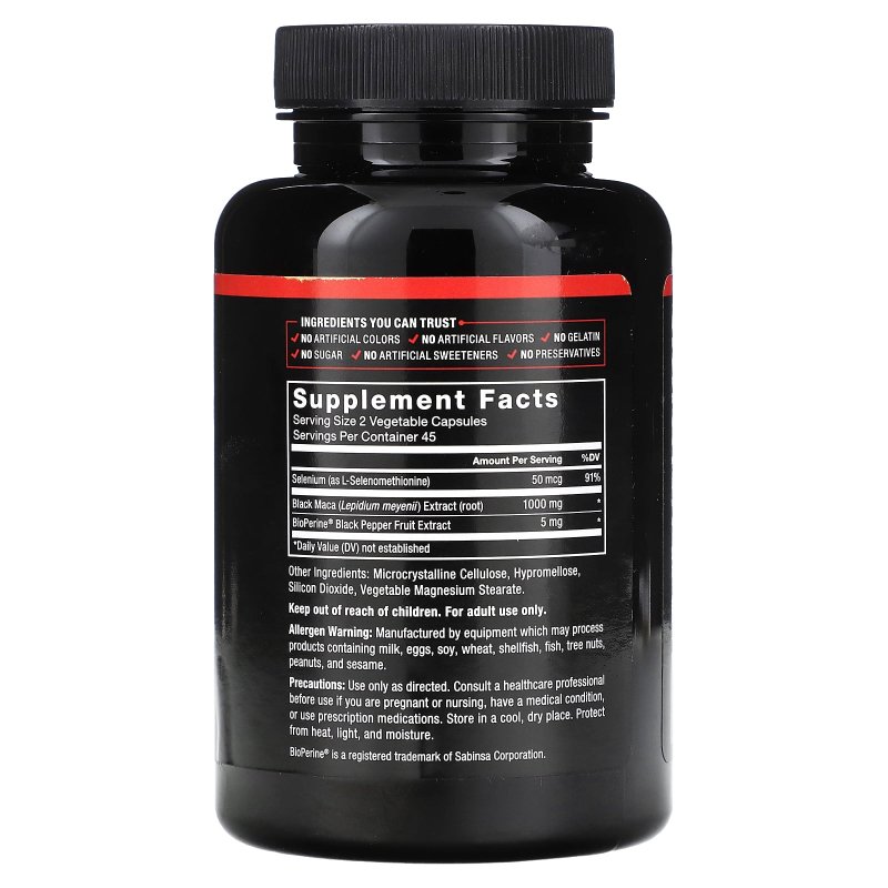 FORCE FACTOR BLACK MACA SUPPLEMENT, 90 CAPSULES
