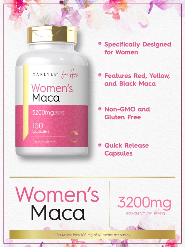 CARLYLE ROOT CAPSULES 3200MG 150 COUNT FOR WOMEN NON-GMO GLUTEN FREE SUPPLEMENT
