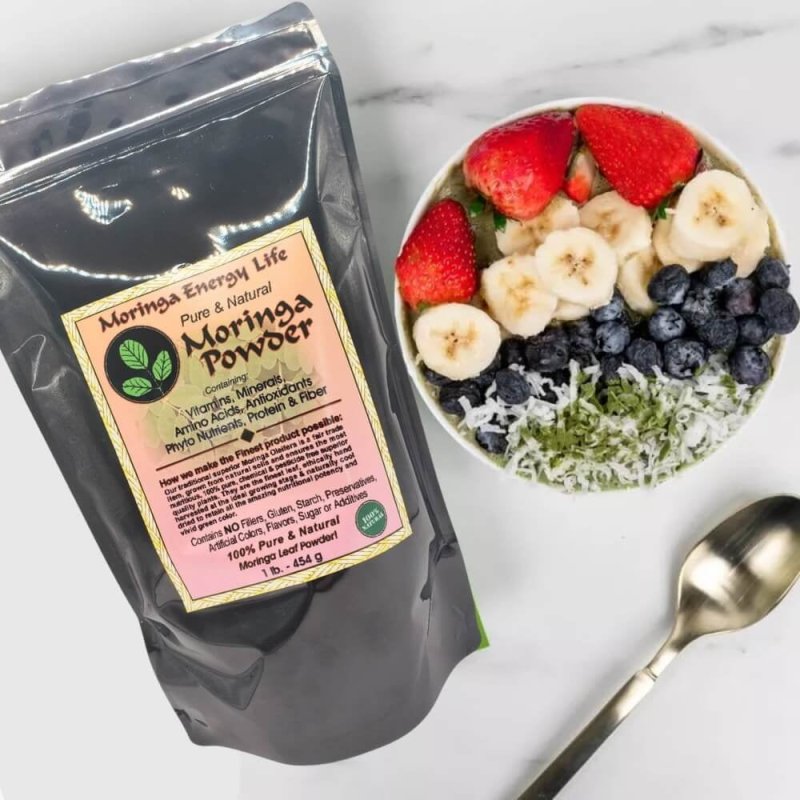MORINGA ENERGY LIFE PURE LEAF POWDER SUPERFOOD DRINK 1 LB - 93 NUTRIENTS