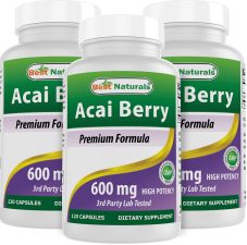 BEST NATURALS ACAI BERRY 600MG 120 CAPSULES PACK OF 3