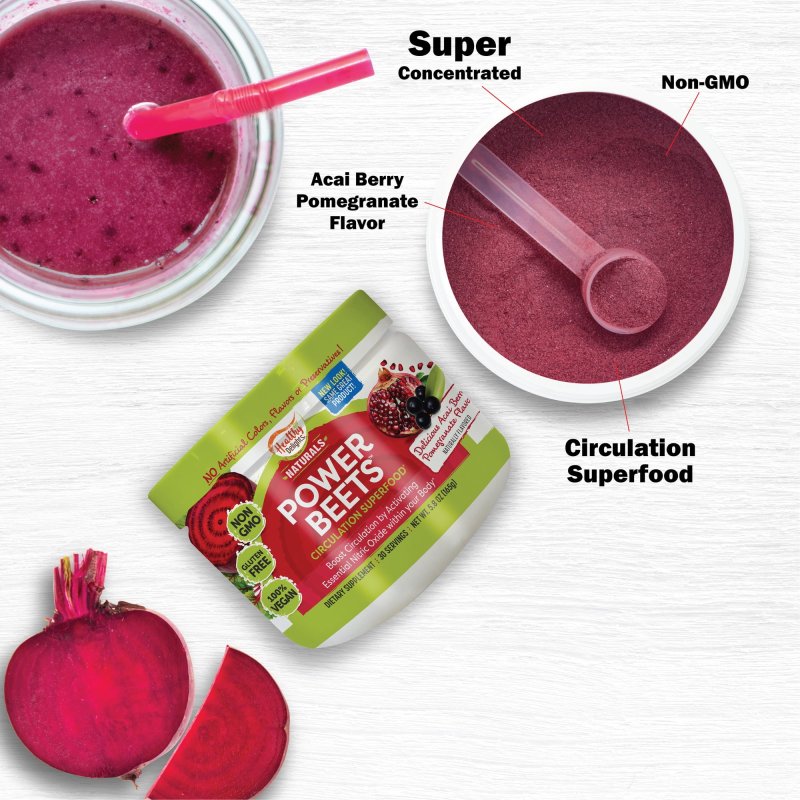 HEALTHY DELIGHTS ORGANIC POWER BEETS POWDER, ACAI POMEGRANATE FLAVOR, 30 SERVINGS, 5.8 OZ