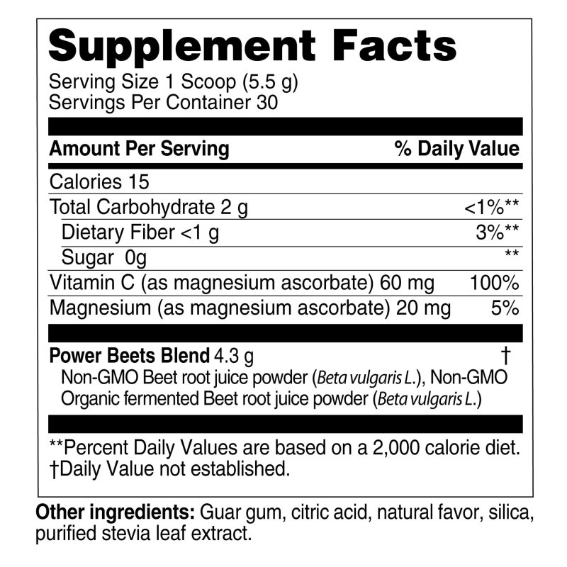 HEALTHY DELIGHTS ORGANIC POWER BEETS POWDER, ACAI POMEGRANATE FLAVOR, 30 SERVINGS, 5.8 OZ