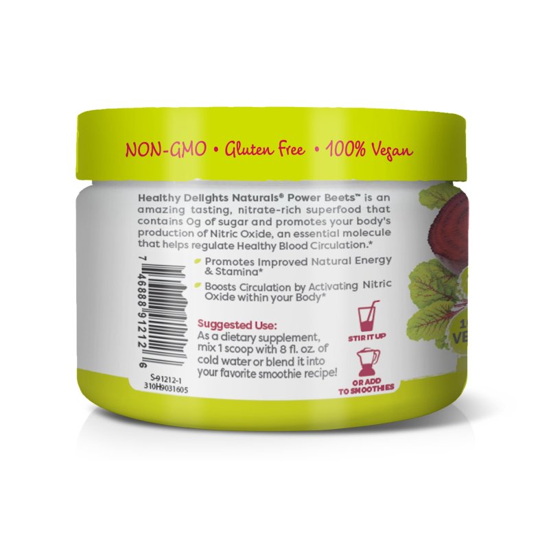 HEALTHY DELIGHTS ORGANIC POWER BEETS POWDER, ACAI POMEGRANATE FLAVOR, 30 SERVINGS, 5.8 OZ