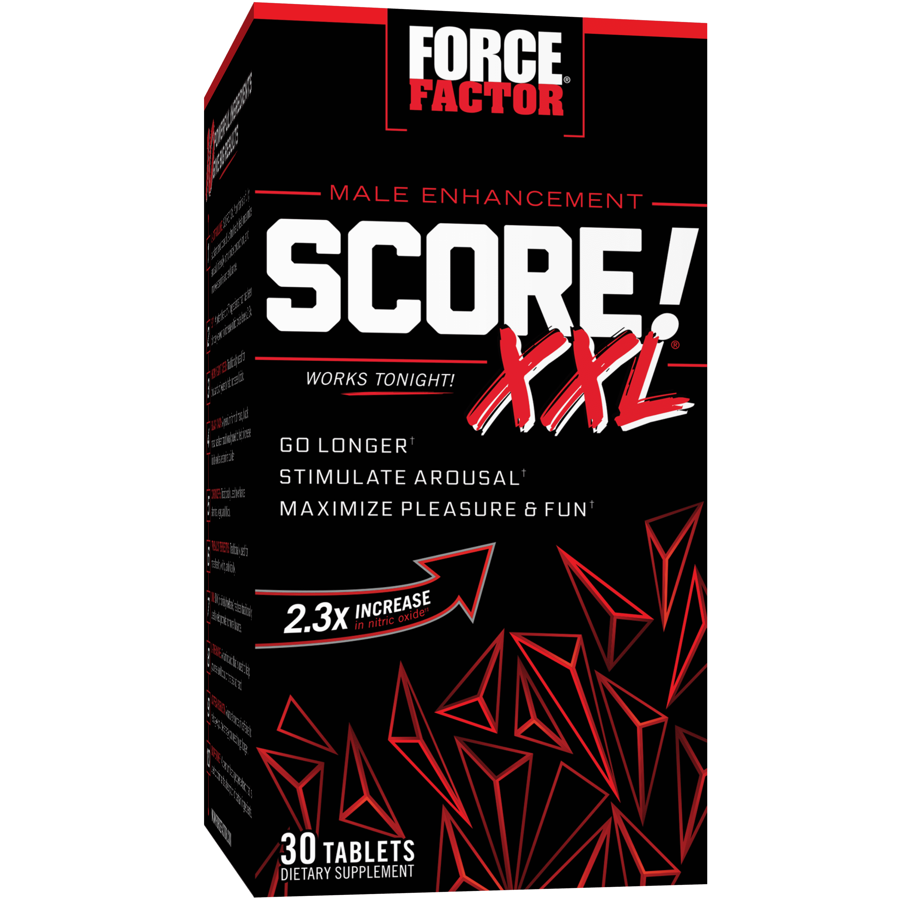 FORCE FACTOR SCORE! XXL NITRIC OXIDE BOOSTER FOR MEN, 30 TABLETS