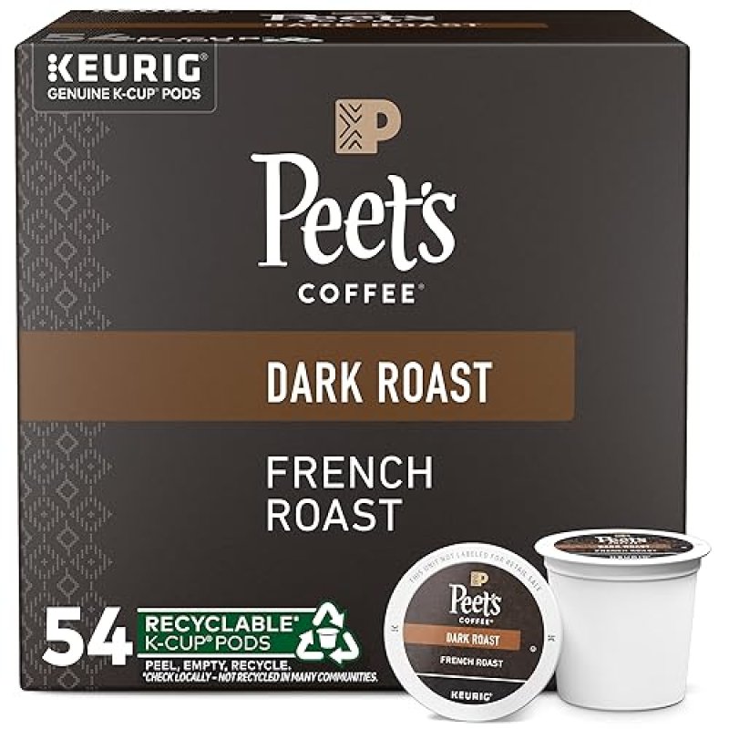 PEET'S COFFEE FRENCH ROAST DARK ROAST K-CUP PODS, 54 COUNT