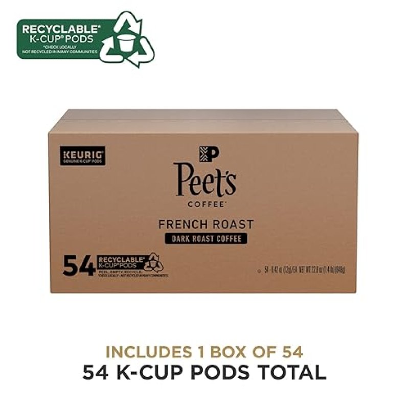 PEET'S COFFEE FRENCH ROAST DARK ROAST K-CUP PODS, 54 COUNT
