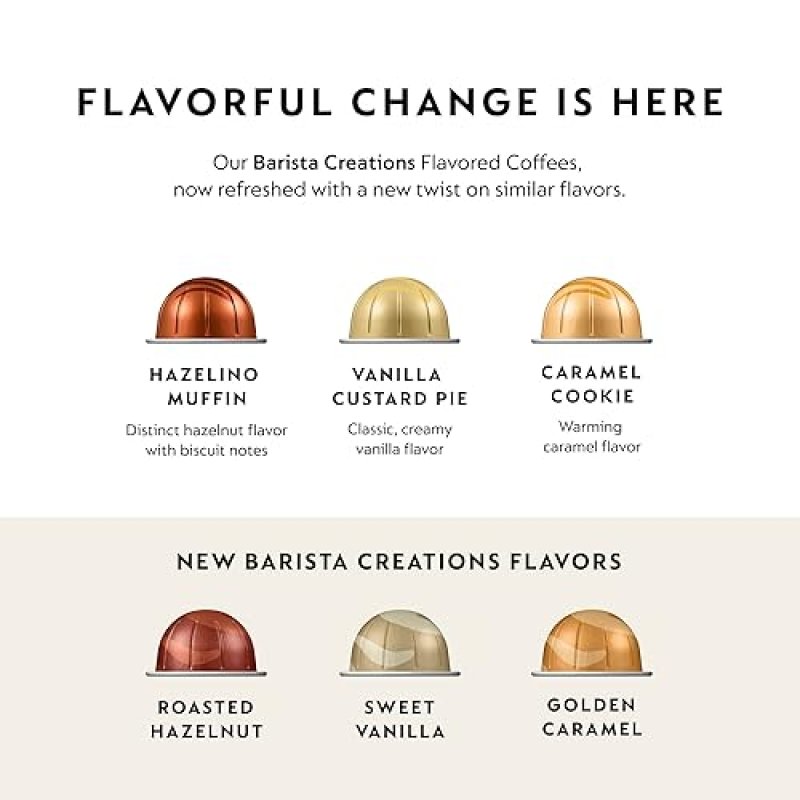 NESPRESSO VERTUO BARISTA FLAVORED PACK, 30 COUNT MEDIUM ROAST COFFEE PODS, 7.8OZ