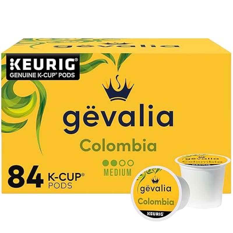 GEVALIA COLOMBIA K-CUP COFFEE PODS, 84 COUNT FOR KETO & LOW CARB DIET