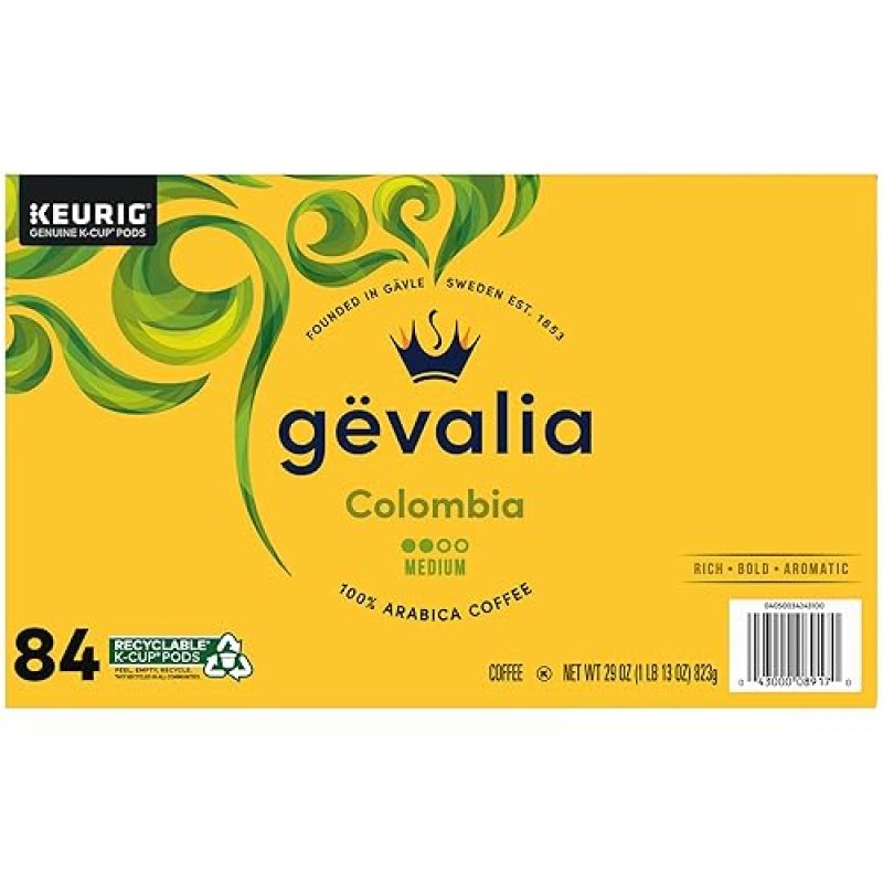 GEVALIA COLOMBIA K-CUP COFFEE PODS, 84 COUNT FOR KETO & LOW CARB DIET