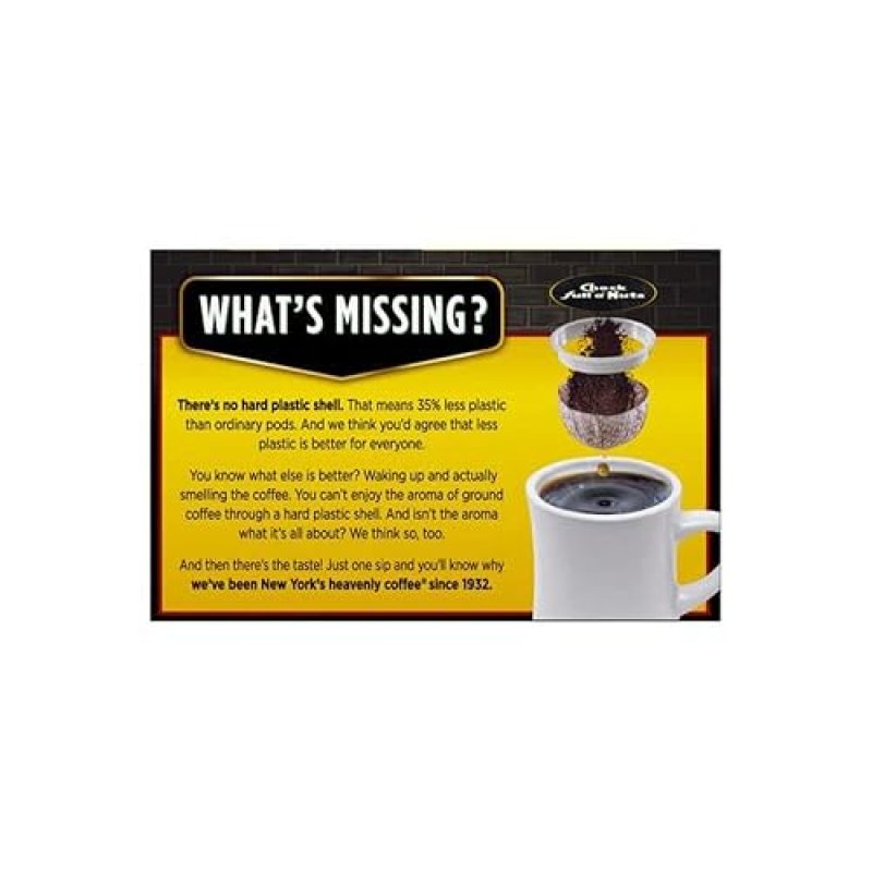 CHOCK FULL O'NUTS UPPER WEST SIDE DARK ROAST ARABICA COFFEE PODS - ECO-FRIENDLY KEURIG COMPATIBLE - 12 COUNT