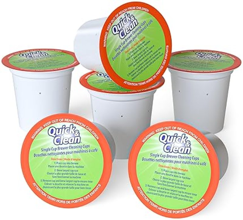 QUICK&CLEAN BEVERAGES KEURIG CLEANING PODS [6-PACK] - K CUP CLEANER FOR KEURIG 2.0 - REMOVES STAINS, NON-TOXIC, ECO-FRIENDLY