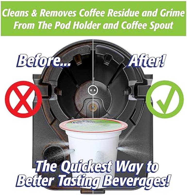 QUICK&CLEAN BEVERAGES KEURIG CLEANING PODS [6-PACK] - K CUP CLEANER FOR KEURIG 2.0 - REMOVES STAINS, NON-TOXIC, ECO-FRIENDLY