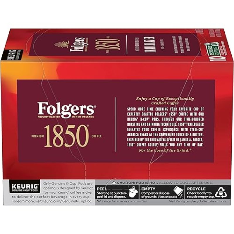 1850 FOLGERS TRAILBLAZER MEDIUM DARK ROAST COFFEE K-CUP PODS - PACK OF 10