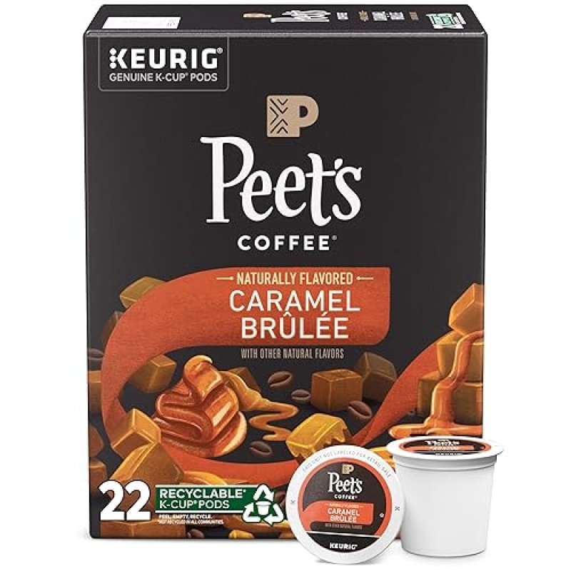 PEET'S COFFEE CARAMEL BRULEE FLAVORED LIGHT ROAST K-CUP PODS - 22 COUNT