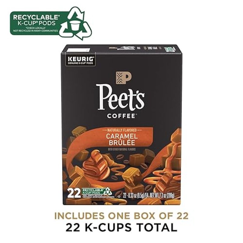 PEET'S COFFEE CARAMEL BRULEE FLAVORED LIGHT ROAST K-CUP PODS - 22 COUNT