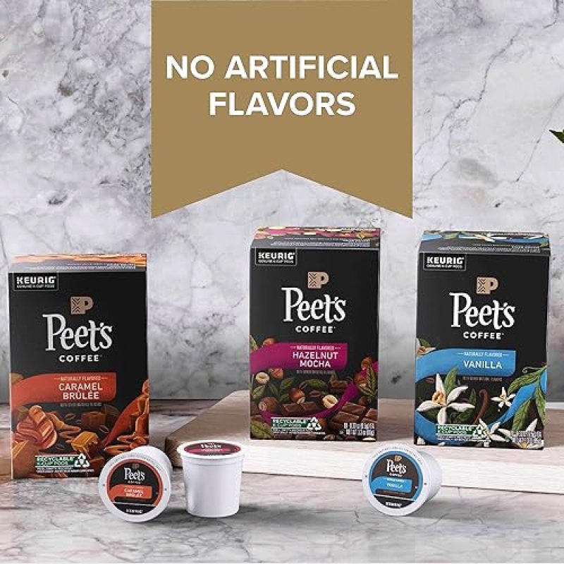 PEET'S COFFEE CARAMEL BRULEE FLAVORED LIGHT ROAST K-CUP PODS - 22 COUNT