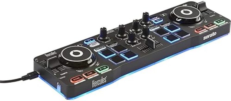 HERCULES DJCONTROL STARLIGHT | USB DJ CONTROLLER WITH SERATO DJ LITE, JOG WHEELS, SOUND CARD & LIGHT SHOW