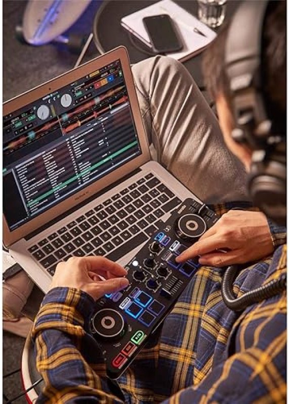 HERCULES DJCONTROL STARLIGHT | USB DJ CONTROLLER WITH SERATO DJ LITE, JOG WHEELS, SOUND CARD & LIGHT SHOW