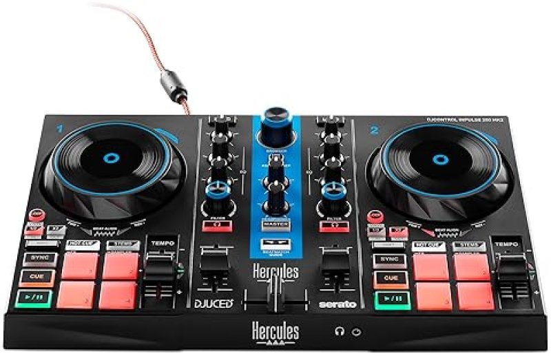 HERCULES DJCONTROL INPULSE 200 MK2 ARCTIC BLUE - DJ CONTROLLER FOR LEARNING - SOFTWARE & TUTORIALS INCLUDED