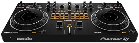 PIONEER DDJ-REV1 2-CHANNEL DJ CONTROLLER BUNDLE WITH SERATO DJ LITE, CASE, STAND, CLOTH - BLACK