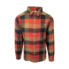 COLUMBIA MEN'S RED JASPER BUFFALO CHECK FLANNEL SHIRT - CORNELL WOODS L/S