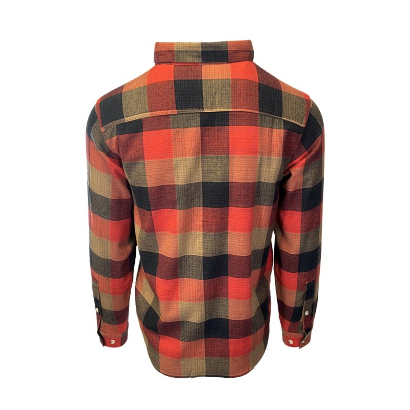 COLUMBIA MEN'S RED JASPER BUFFALO CHECK FLANNEL SHIRT - CORNELL WOODS L/S