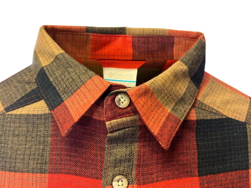 COLUMBIA MEN'S RED JASPER BUFFALO CHECK FLANNEL SHIRT - CORNELL WOODS L/S