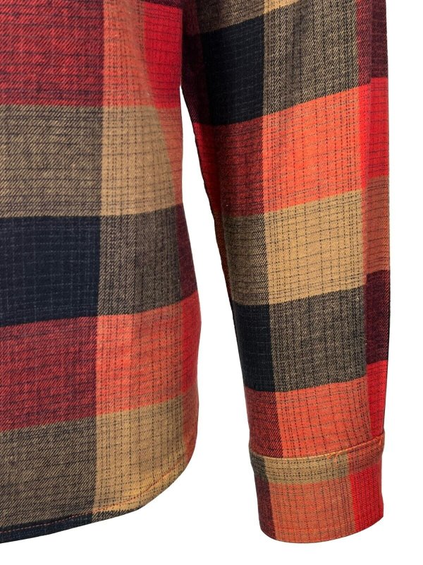 COLUMBIA MEN'S RED JASPER BUFFALO CHECK FLANNEL SHIRT - CORNELL WOODS L/S