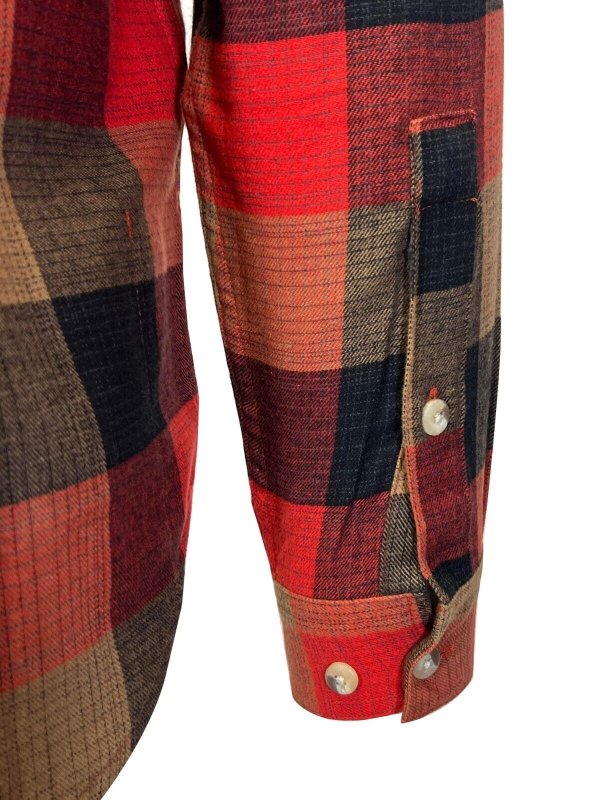 COLUMBIA MEN'S RED JASPER BUFFALO CHECK FLANNEL SHIRT - CORNELL WOODS L/S