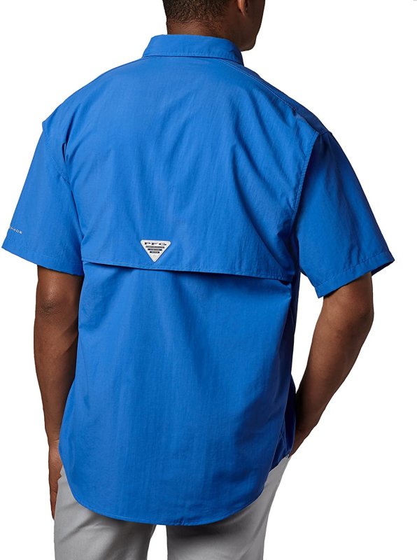 COLUMBIA MEN'S PFG BAHAMA II SHORT SLEEVE FISHING SHIRT VIVID BLUE 2X - UPF 30