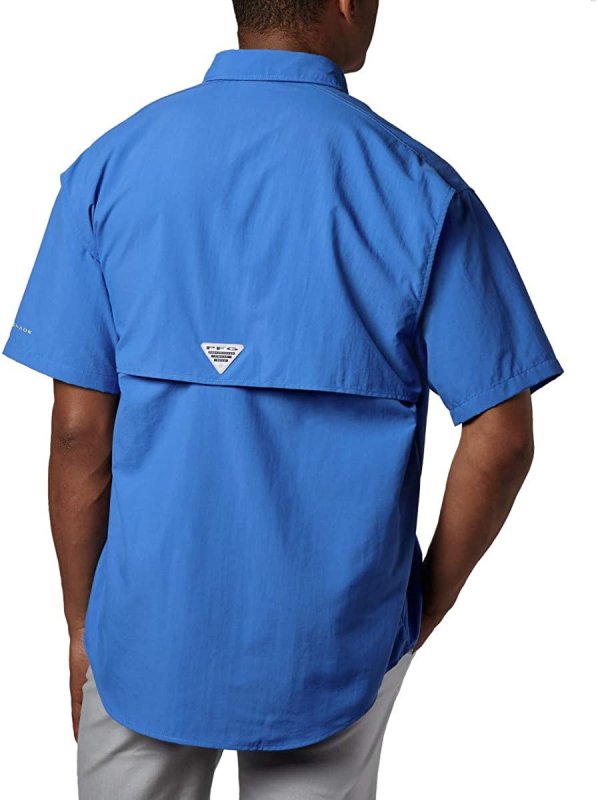 COLUMBIA MEN'S PFG BAHAMA II SHORT SLEEVE FISHING SHIRT VIVID BLUE 2X - UPF 30