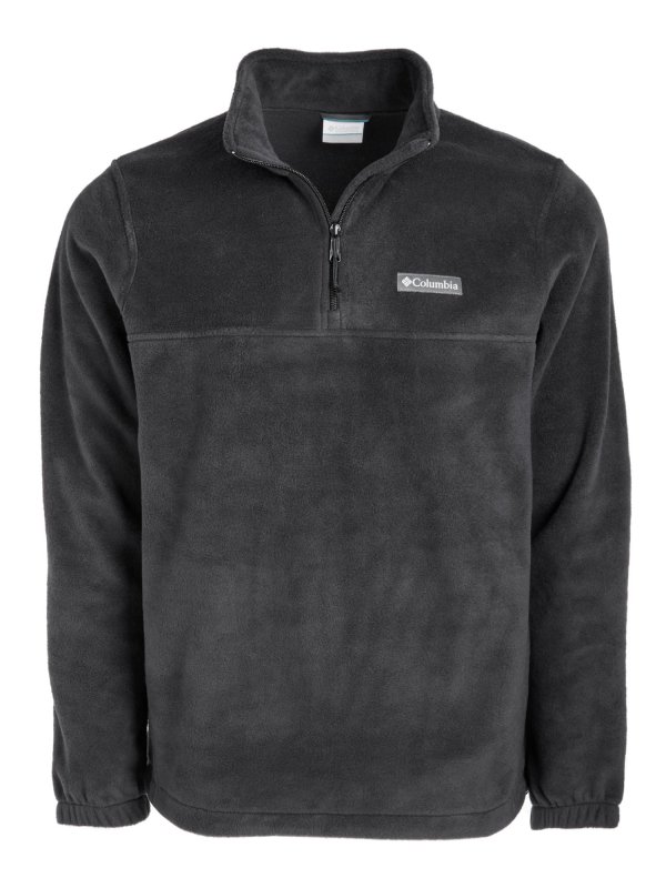 COLUMBIA  MEN'S GRAY LOGO QUARTER-ZIP FLEECE PULLOVER SWEATER - CLASSIC FIT, SIZE L