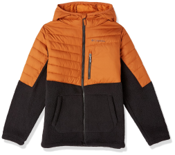 COLUMBIA BOYS' COPPER/BLACK POWDER LITE HOODED JACKET - LARGE SIZE