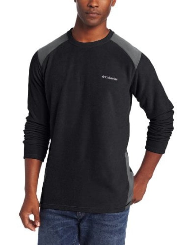 COLUMBIA MEN'S ELEVATOR SHAFT HYBRID BLACK/GRAY CREW SHIRT XL