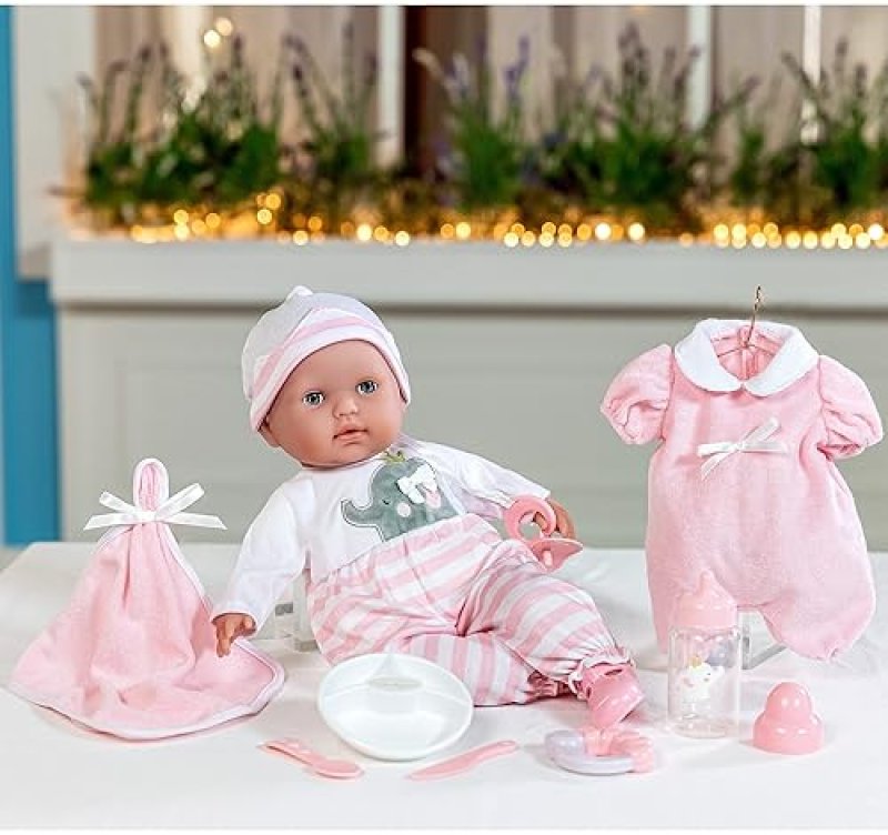 JC TOYS "15-INCH SOFT BODY BABY DOLL WITH OPEN/CLOSE EYES & ACCESSORIES  BERENGUER BOUTIQUE | PINK | AGES 2+"