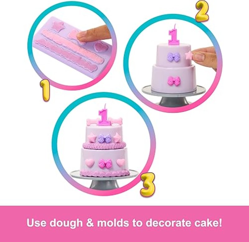 BARBIE PARTY UNBOXED DOLL & ACCESSORIES: PET BIRTHDAY SERIES BIRTHDAY BOWS SET WITH 10 SURPRISES