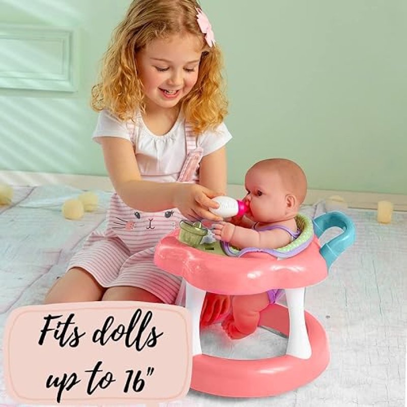 JC TOYS BABY DOLL WALKER GIFT SET FOR 17" DOLLS | CLOTH SEAT & PLAY ACCESSORIES | AGES 2+