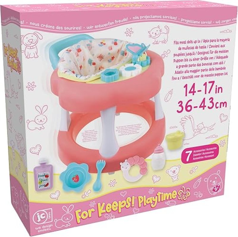 JC TOYS BABY DOLL WALKER GIFT SET FOR 17" DOLLS | CLOTH SEAT & PLAY ACCESSORIES | AGES 2+