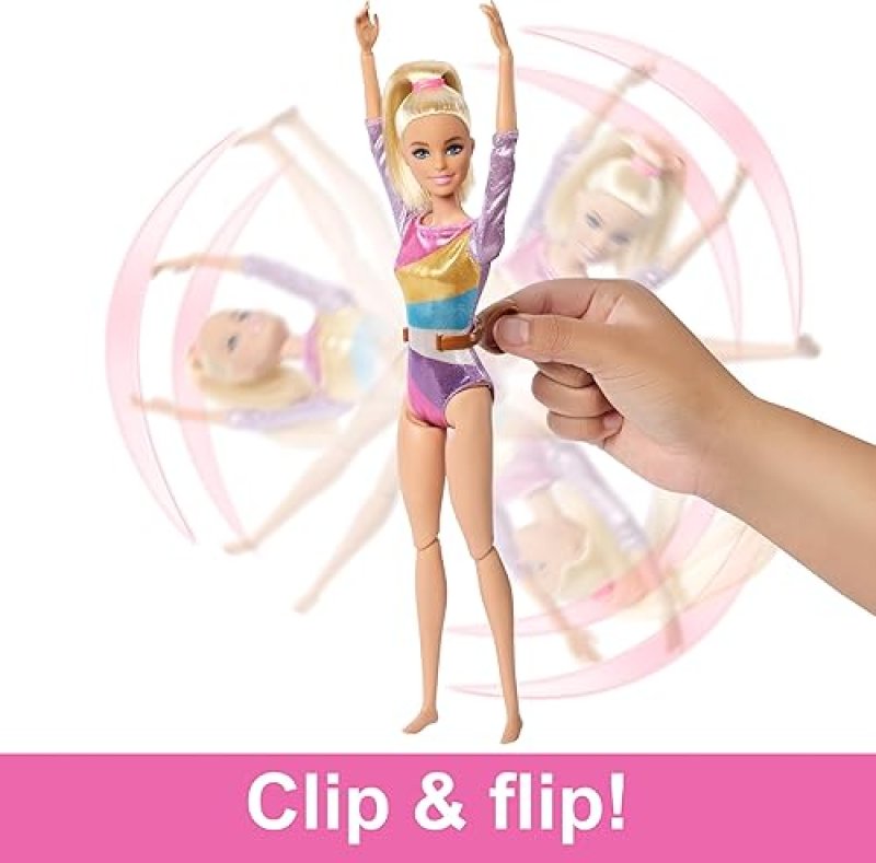 BARBIE  GYMNASTICS PLAYSET WITH BLONDE DOLL & ACCESSORIES