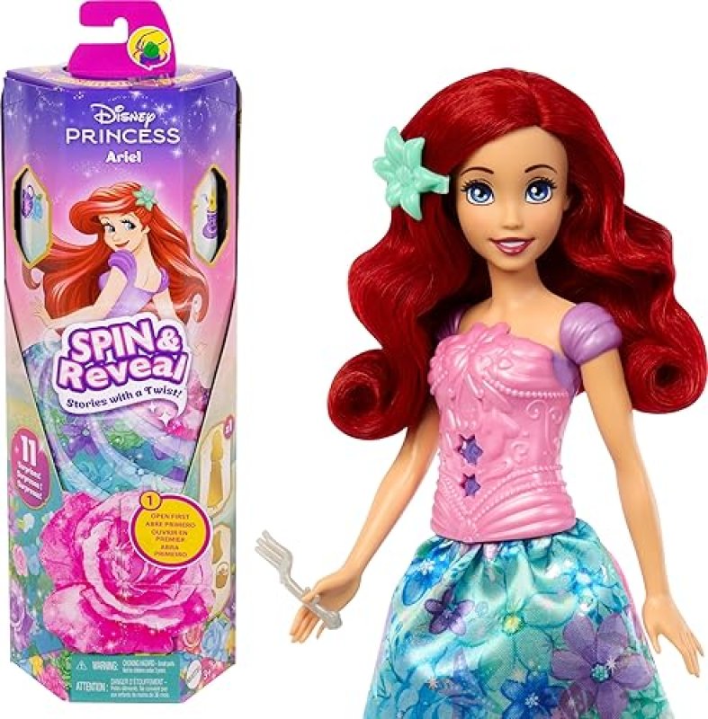 DISNEY PRINCESS ARIEL FASHION DOLL SET WITH 11 SURPRISES & PLAY SCENE