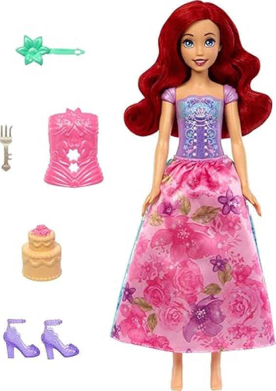 DISNEY PRINCESS ARIEL FASHION DOLL SET WITH 11 SURPRISES & PLAY SCENE