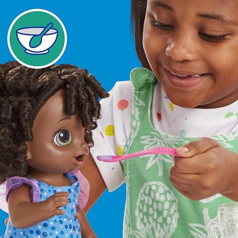 BABY ALIVE BLUEBERRY BLAST DOLL WITH BLENDER SET - BLACK HAIR, INTERACTIVE TOY FOR KIDS 3+