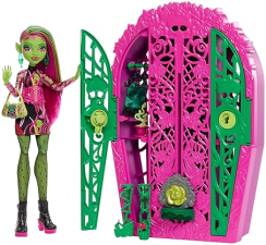 MONSTER HIGH SKULLTIMATE SECRETS VENUS MCFLYTRAP DOLL SET WITH REVEAL CLOSET & TEA PARTY SURPRISES