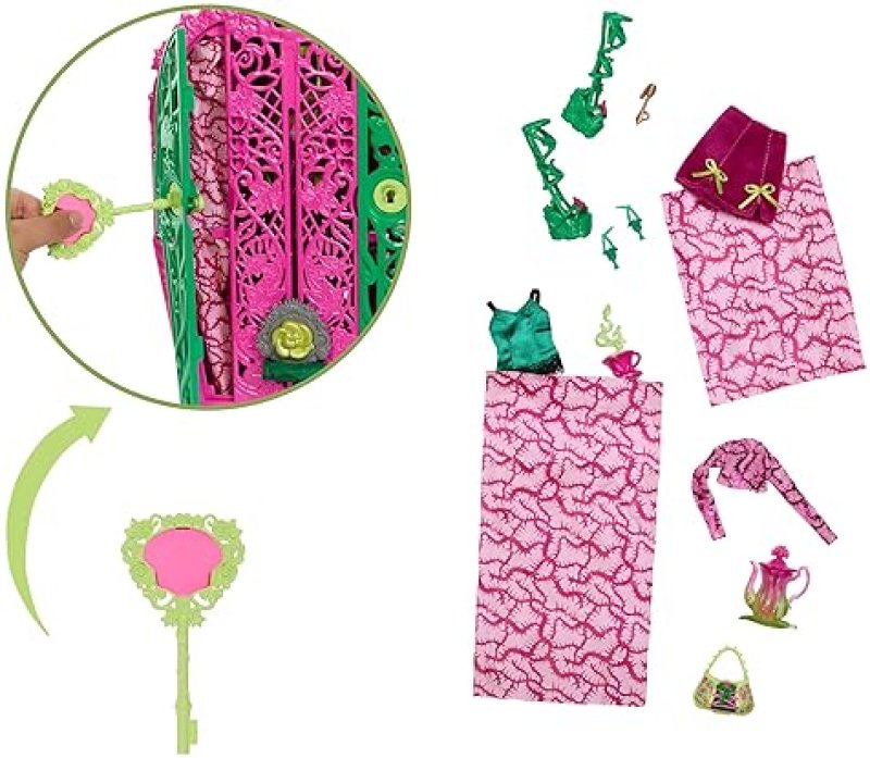 MONSTER HIGH SKULLTIMATE SECRETS VENUS MCFLYTRAP DOLL SET WITH REVEAL CLOSET & TEA PARTY SURPRISES