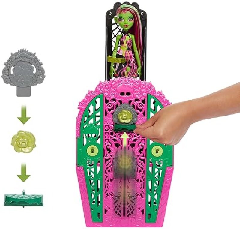 MONSTER HIGH SKULLTIMATE SECRETS VENUS MCFLYTRAP DOLL SET WITH REVEAL CLOSET & TEA PARTY SURPRISES