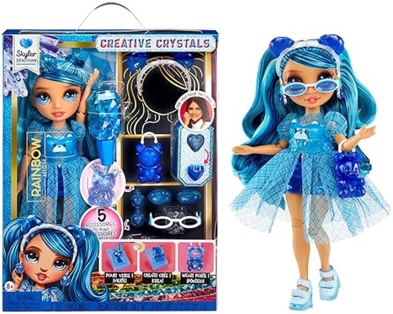 RAINBOW HIGH CRYSTAL SKYLER 11" FASHION DOLL - BLUE WITH DIY CRYSTAL ACCESSORY KIT - KIDS GIFT 8+