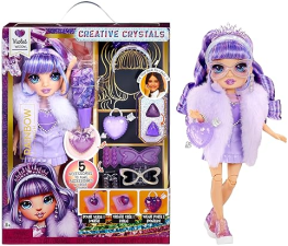 RAINBOW HIGH CREATIVE CRYSTALS VIOLET FASHION DOLL - DIY CRYSTAL ACCESSORY KIT, PURPLE 11" - PERFECT KIDS GIFT