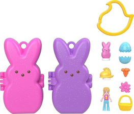 POLLY POCKET X PEEPS MICRO DOLLS SET WITH PLAYSETS & ACCESSORIES, TRAVEL TOY COMPACT